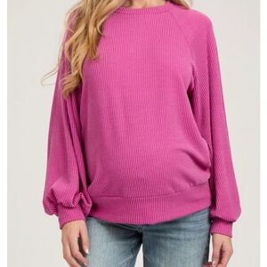 Maternity Pink Ribbed Knit Sweater